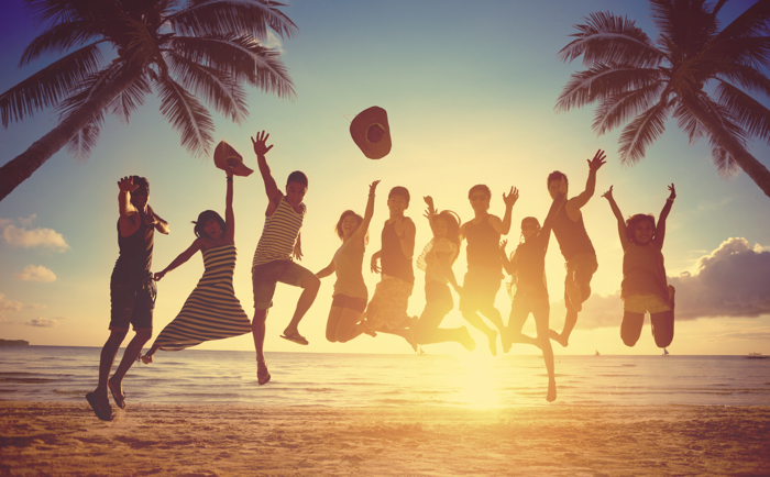 groep singles op strandvakantie